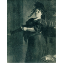 Autorretrato de Lluïsa Vidal. Poniéndose la chaqueta. 1906.