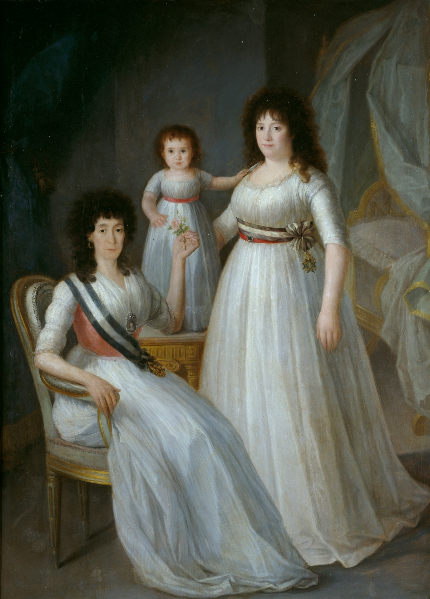 La condesa-duquesa de Benavente (?), acompañada de Mercedes de Rojas y Tello, futura marquesa de Villanueva de Duero, y su hija María Asunción