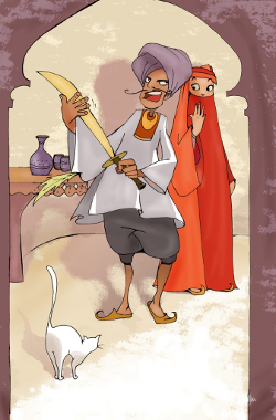 El Conde Lucanor: Marido amenazando al gato