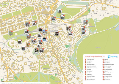 Edinburgh printable tourist attractions map