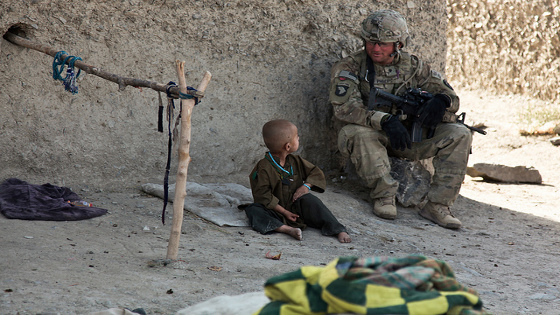 Afghan boy finds a friend