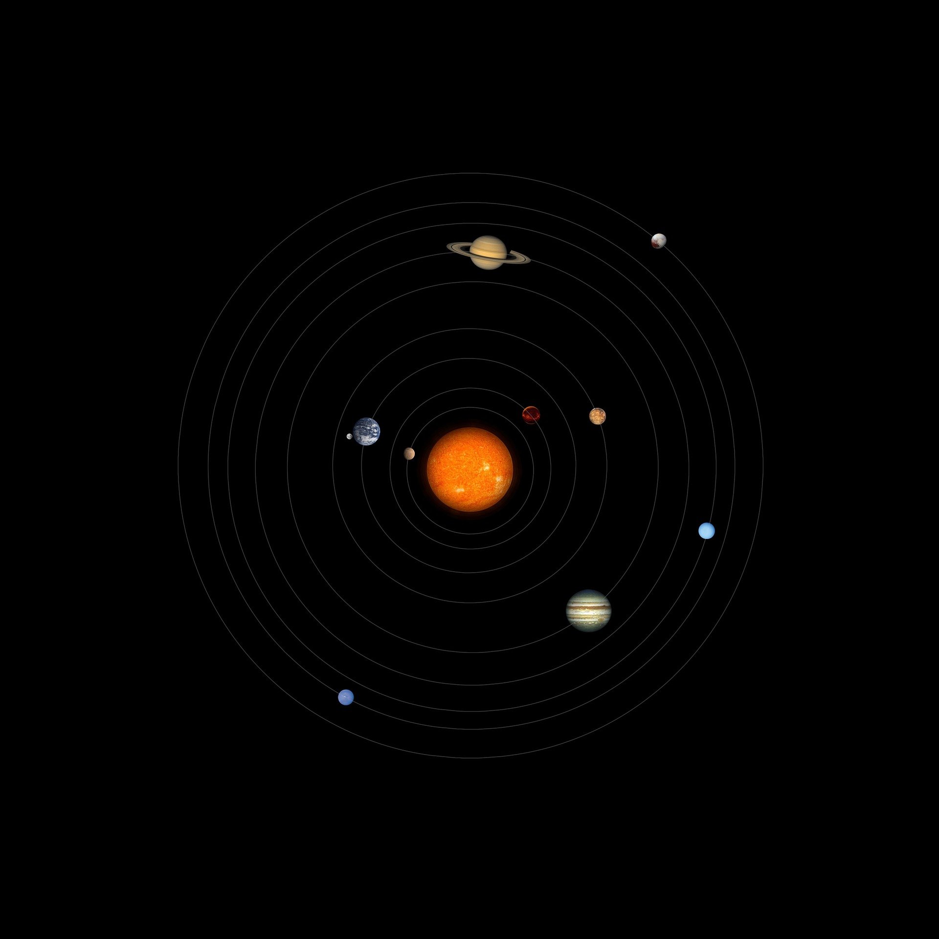 sistema solar con el sol en el centro