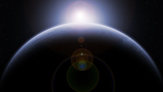 Planeta Tierra desde el espacio Vista desde el espacio del planeta Tierra con varios reflejos.