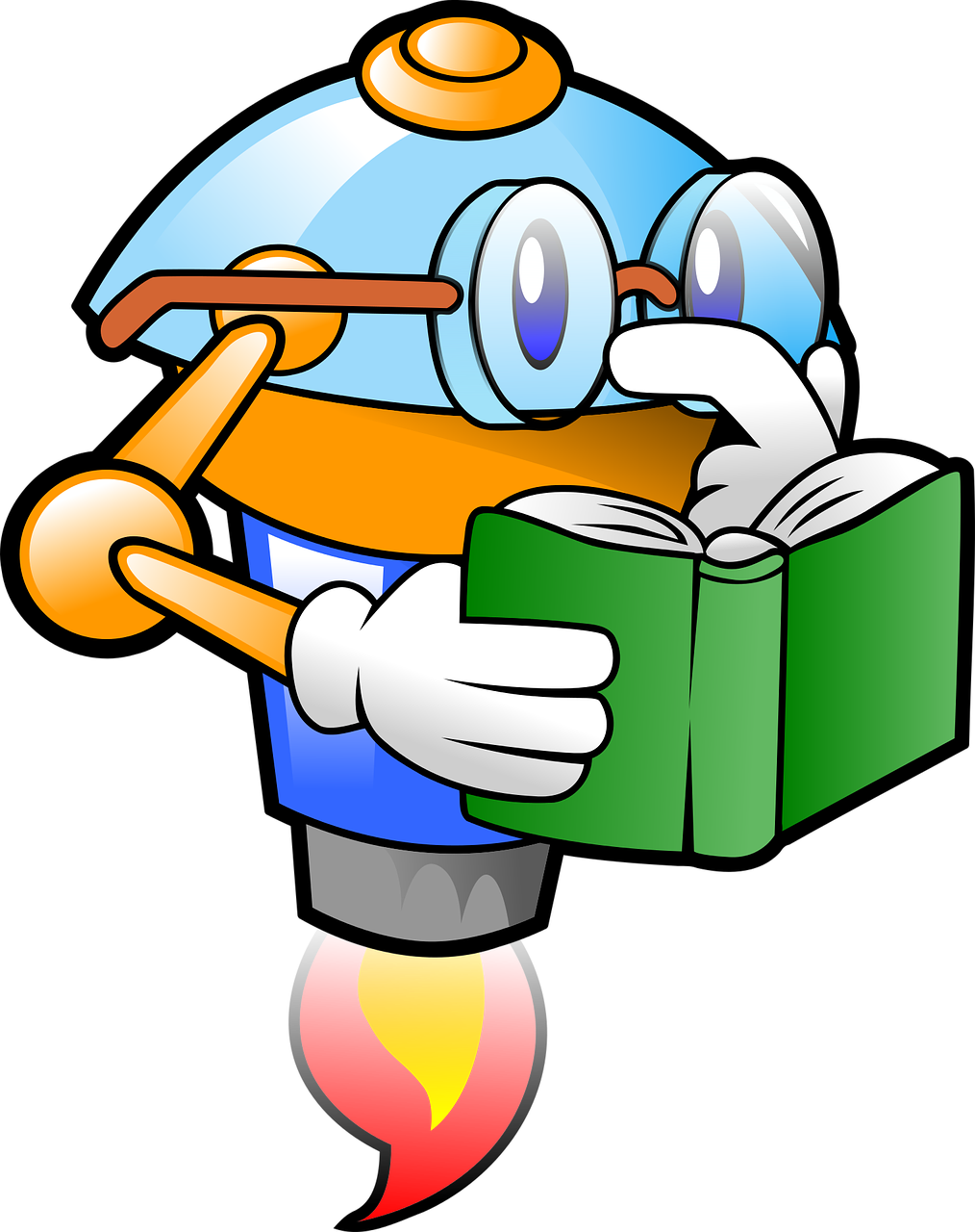 Un robot leyendo un libro.
