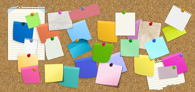 Tablón de creación Tablón de anuncios, notas adhesivas, post-it