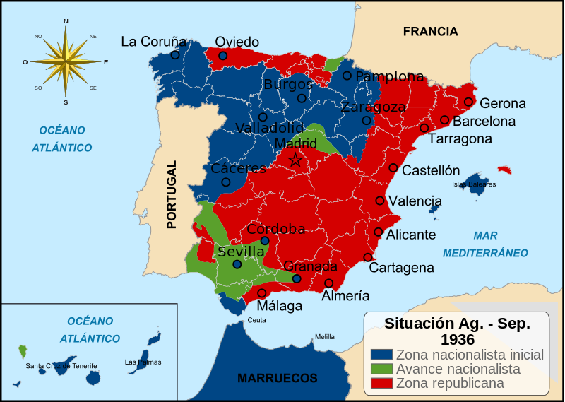 Mapa guerra civil 1936. Mapa guerra civil 1936.