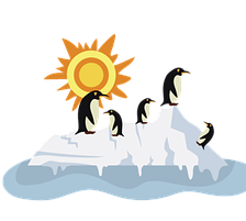 pingüinos derritiéndose sobre el hielo