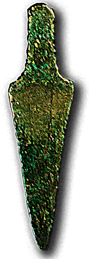 Puñal de lengüeta de cobre hallado en una tumba