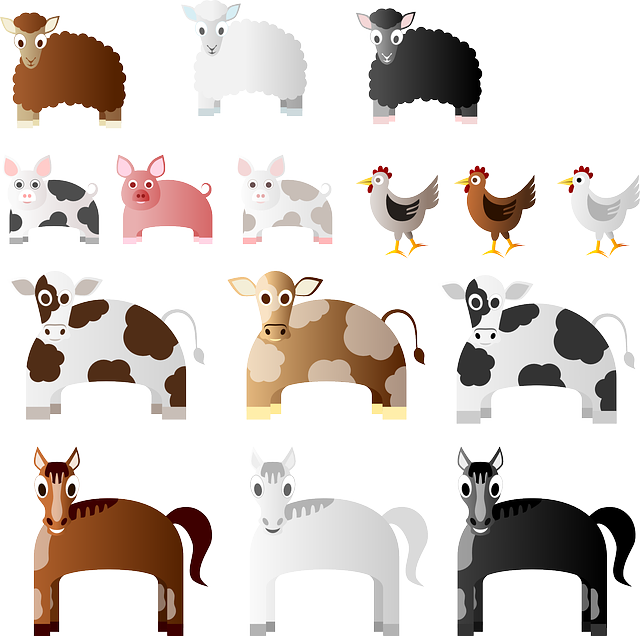 Ilustración de animales de ganado.