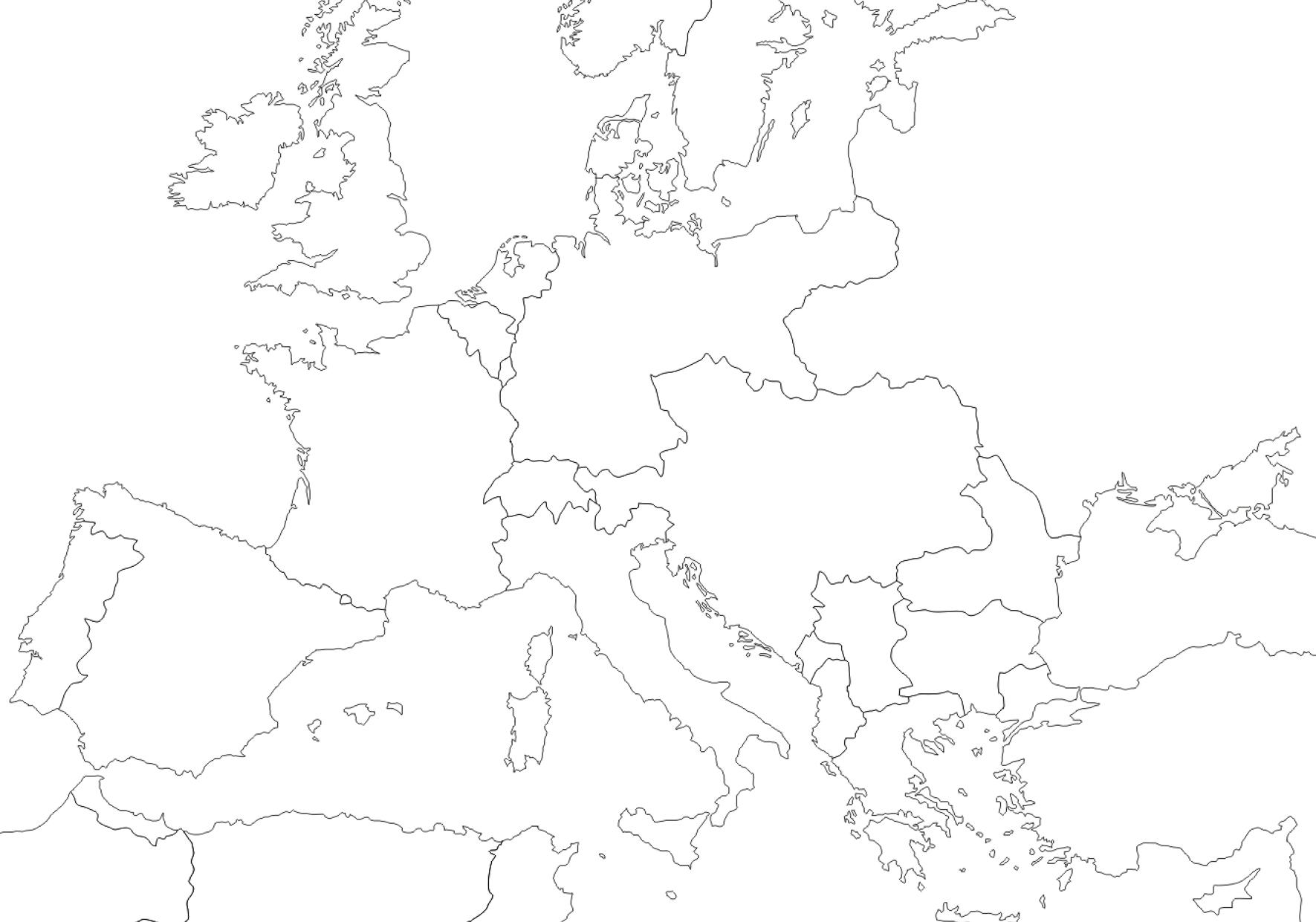 Mapa mudo político de Europa a principios del siglo XX