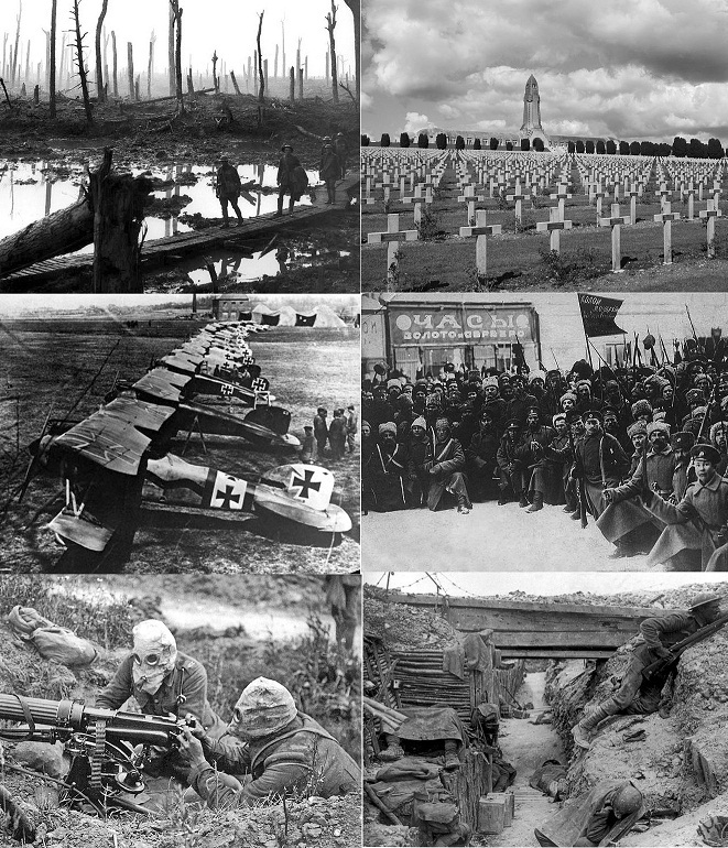 Imágenes de la Primera Guerra Mundial (trincheras, sepulturas, armamento, etc.)