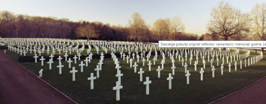 Cementerio con cruces blancas de muertos en la Primera Guerra Mundial