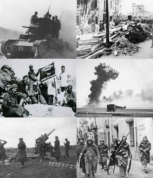 Collage con imágenes de la Guerra Civil Española