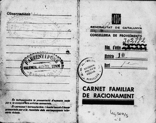 Carnet familiar de racionamiento en Cataluña