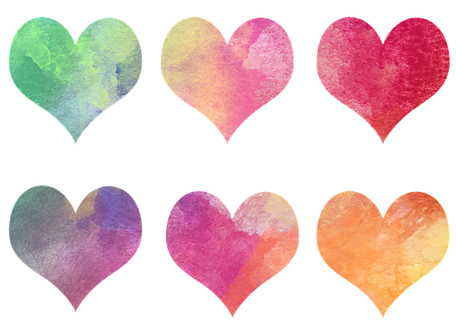 Dibujo de corazones de colores