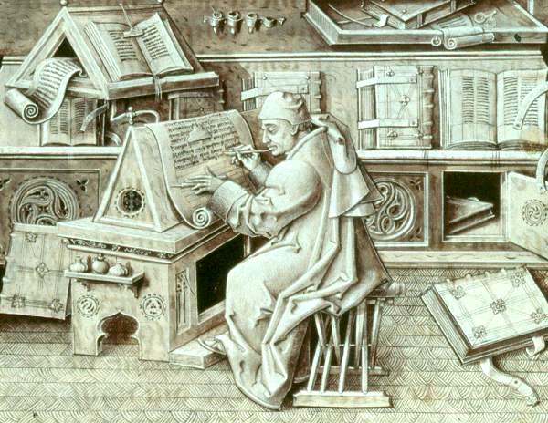 Portrait of Jean Mielot Copista medieval en su escritorio