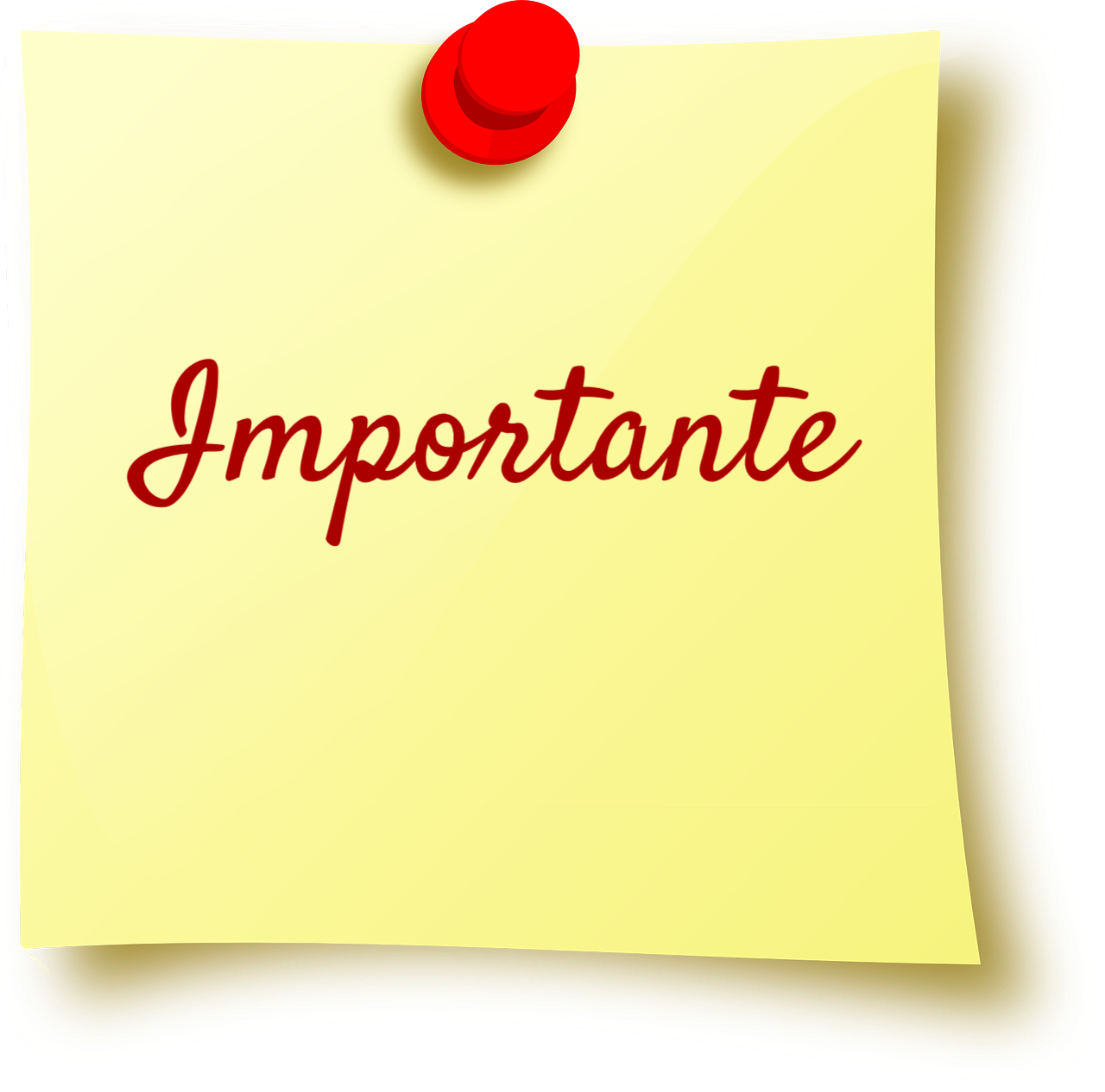 Pósit amarillo con la palabra "importante" escrito en letra roja