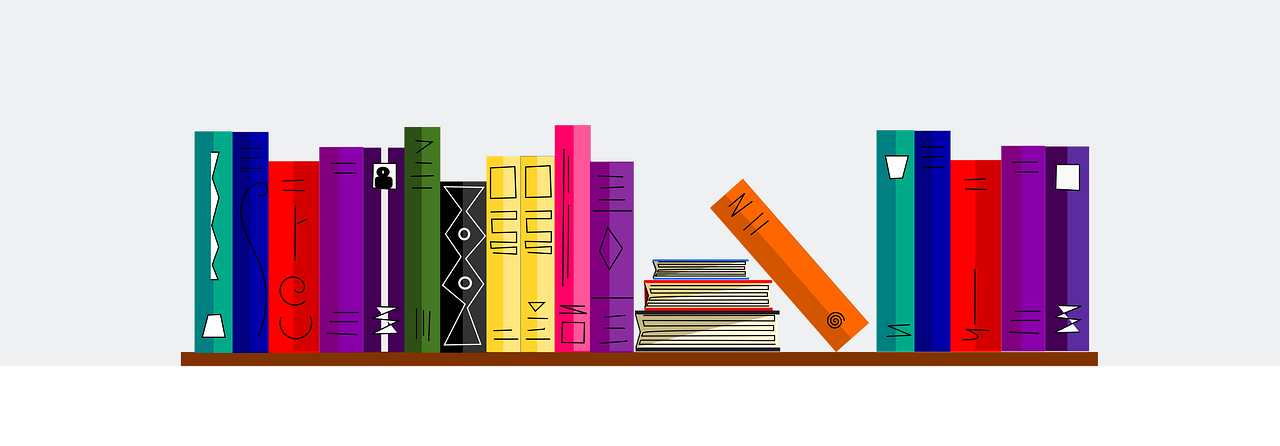 Books Estantería con libros de colores