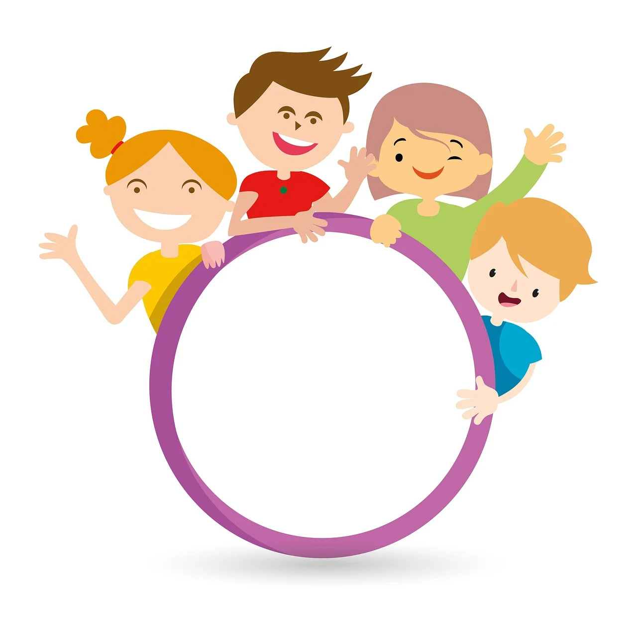 Aro con niños Aro morado con niños sonrientes
