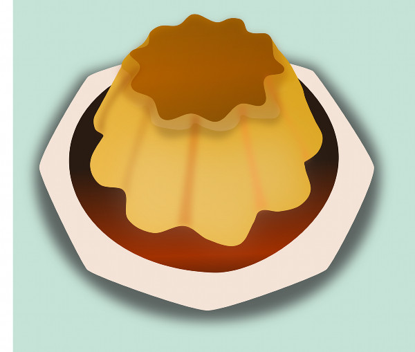 Dibujo de un alimento hecho con huevo, el flan.