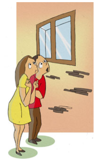 Ilustración que describe a dos niños que parecen tener frio. 