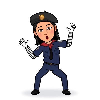 Imagen del emoji de Silvia Pelayo disfrazada de mimo, creado con la aplicación Bitmoji